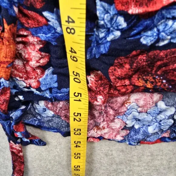 Roamans Womens Plus Size Wrap Dress Blue Red Floral 2X 26/28 Short Sleeve Rayon - Picture 8 of 8
